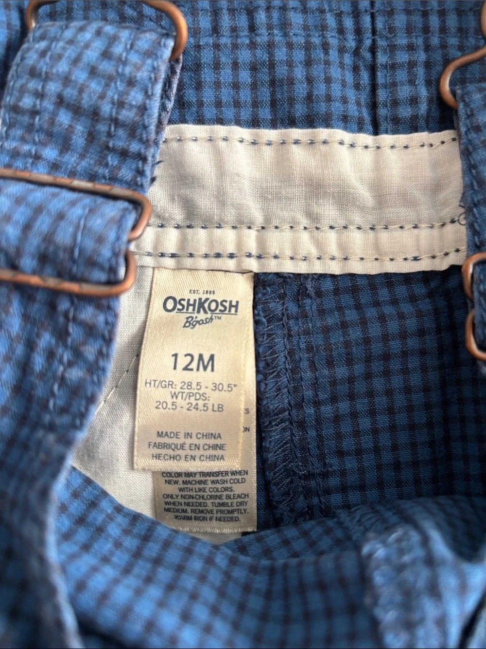 OshKosh B'gosh Plaid and Checkered Overall Shorts size 12 M Great Condition! - Picture 9 of 9